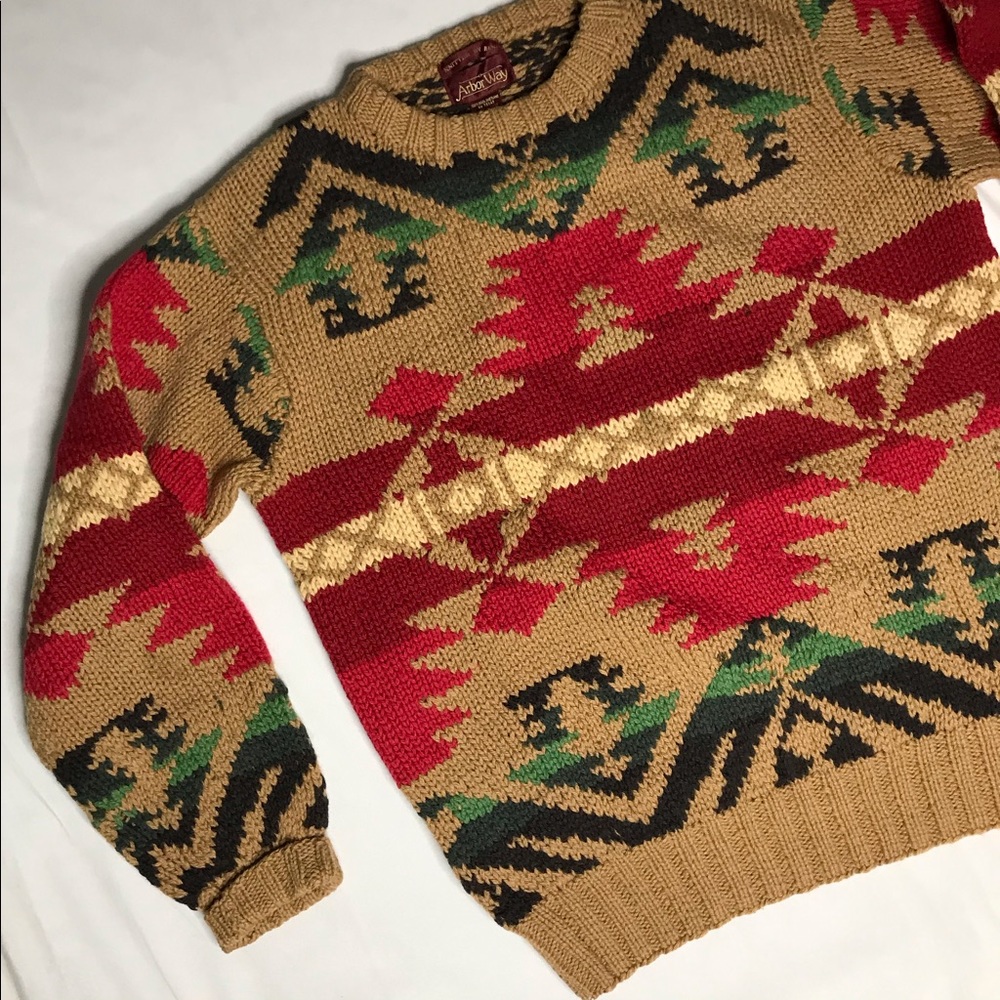 Arbor Way Wool Hand Knit Sweater Large Vintage
